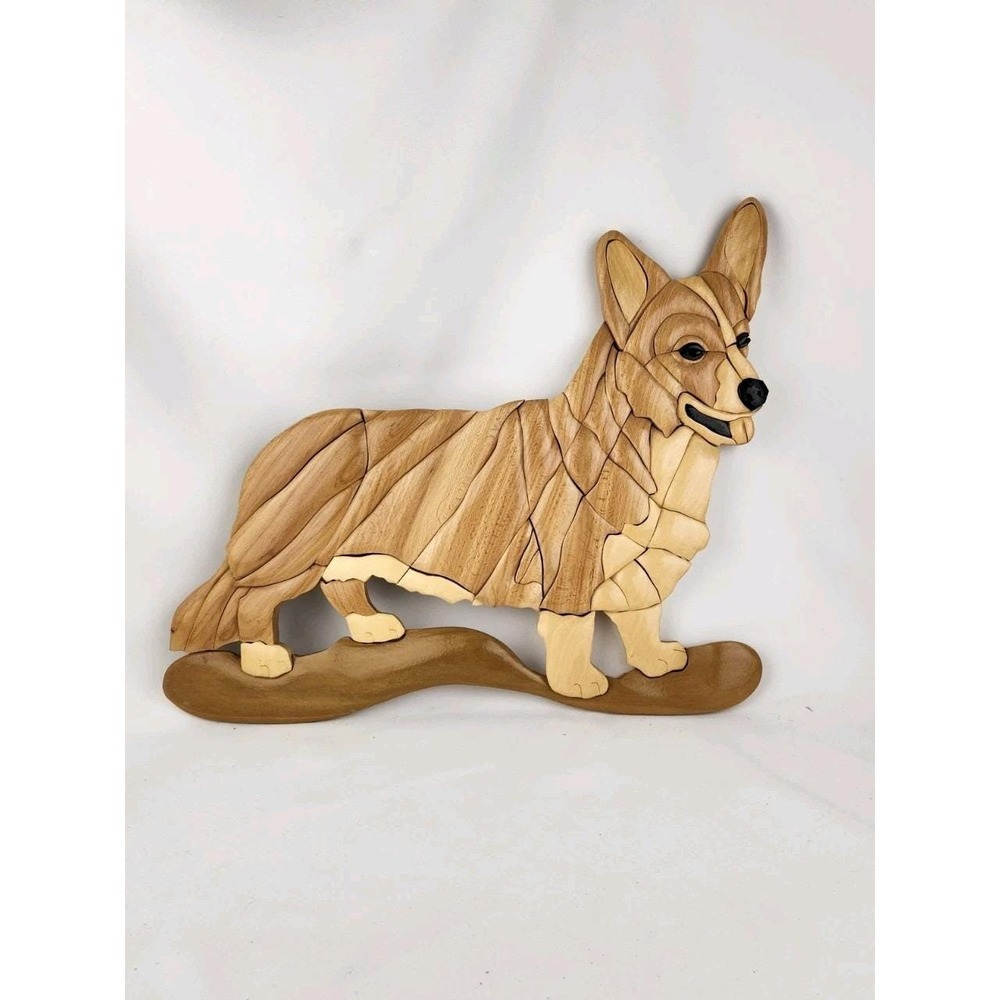 Large Wood Intarsia Cardigan Welsh Corgi Dog Pembroke Wall Art‎ Artisan Handmade